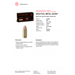 Munitions Geco Cal.9mm - 9mm Parabellum - 9x19