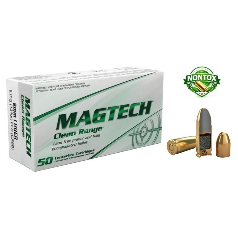 Magtech calibre 9x19 mm 124grs CLEAN RANGE - box of 50pcs